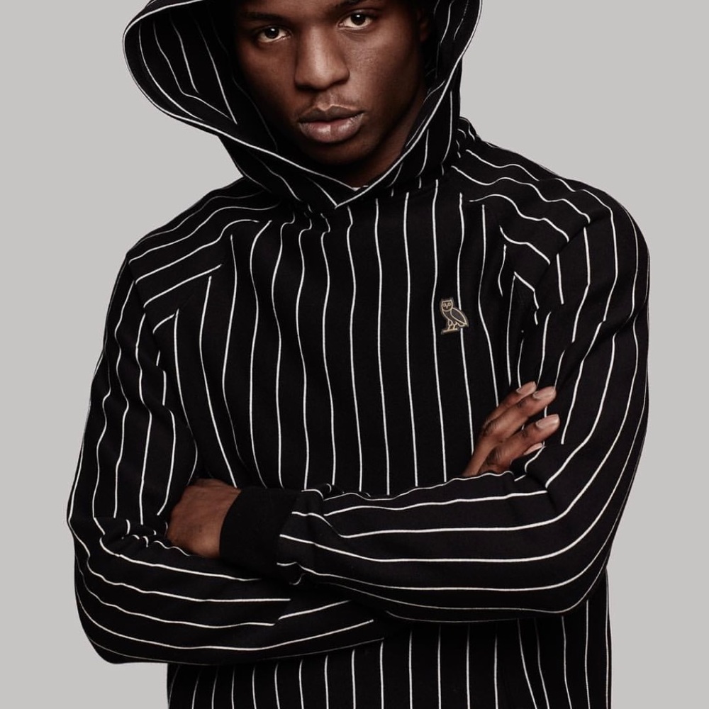 OVO October’s Very Own Pinstripe Hoodie in Black EUC size XS men